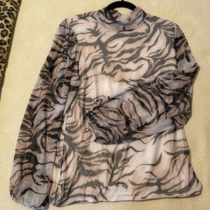 Chico’s animal print sheer sleeve blouse